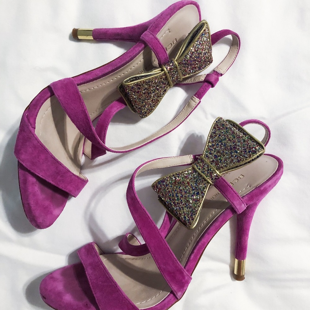 BCBG Heels with Glitter Metallic Bow